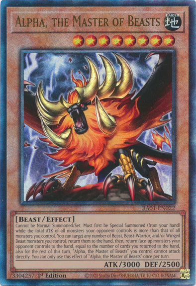 Alpha, the Master of Beasts (PUR) - RA01-EN022 - Prismatic Ultimate Rare - 1st Edition available at 401 Games Canada