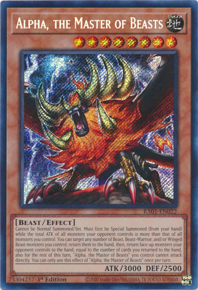 Alpha, the Master of Beasts (Secret Rare) - RA01-EN022 - Secret Rare - 1st Edition available at 401 Games Canada