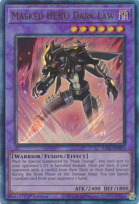 Masked HERO Dark Law (PUR) - RA01-EN025 - Prismatic Ultimate Rare - 1st Edition available at 401 Games Canada