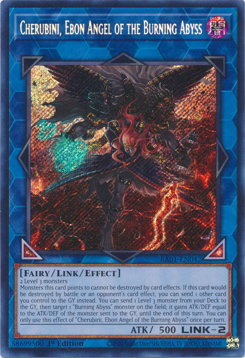 Cherubini, Ebon Angel of the Burning Abyss (Secret Rare) - RA01-EN042 - Secret Rare - 1st Edition available at 401 Games Canada