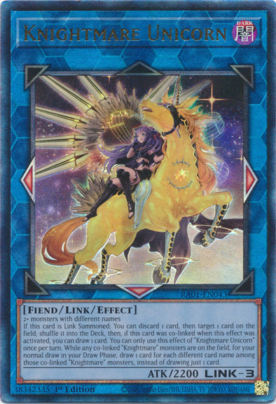 Knightmare Unicorn (Alternate Art) (PUR) - RA01-EN043 - Prismatic Ultimate Rare - 1st Edition available at 401 Games Canada