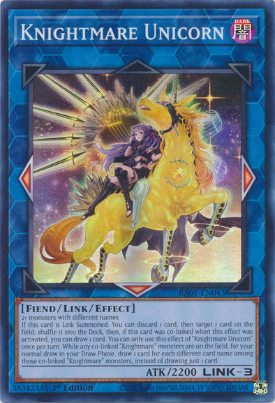 Knightmare Unicorn (Alternate Art) - RA01-EN043 - Super Rare - 1st Edition available at 401 Games Canada