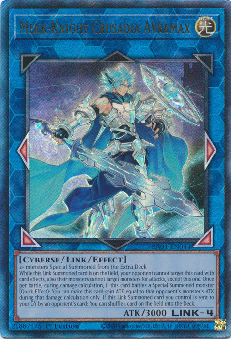 Mekk-Knight Crusadia Avramax (PUR) - RA01-EN044 - Prismatic Ultimate Rare - 1st Edition available at 401 Games Canada