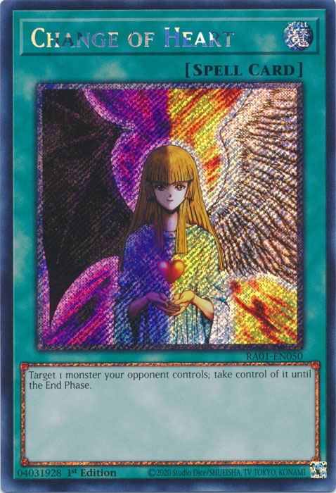 Change of Heart (Platinum Secret Rare) - RA01-EN050 - Platinum Secret Rare - 1st Edition available at 401 Games Canada