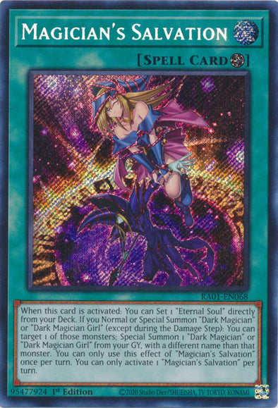 Magician's Salvation (Secret Rare) - RA01-EN068 - Secret Rare - 1st Edition available at 401 Games Canada