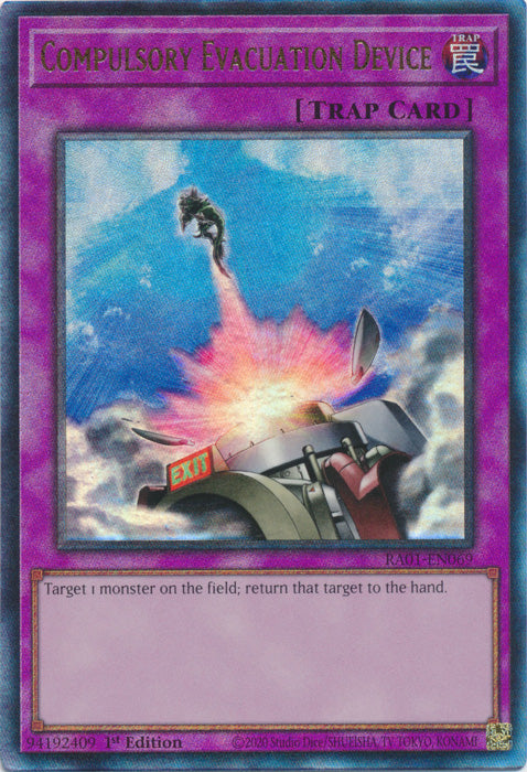 Compulsory Evacuation Device (PUR) - RA01-EN069 - Prismatic Ultimate Rare - 1st Edition available at 401 Games Canada