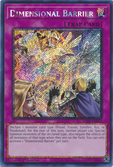 Dimensional Barrier (Platinum Secret Rare) - RA01-EN072 - Platinum Secret Rare - 1st Edition available at 401 Games Canada