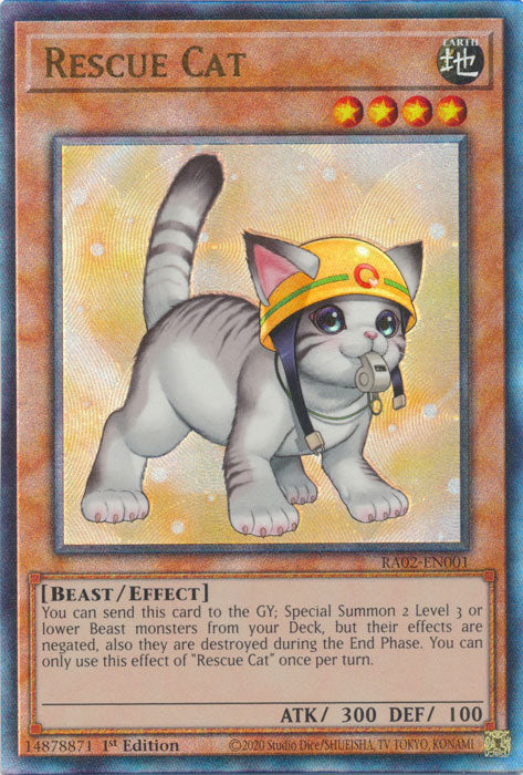 Rescue Cat (Alternate Art) (PUR) - RA02-EN001 - Prismatic Ultimate Rare - 1st Edition