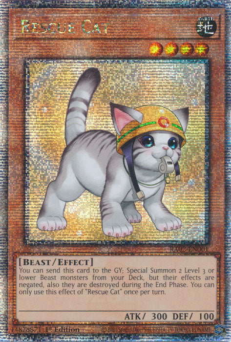 Rescue Cat (Alternate Art) - RA02-EN001 - Quarter Century Secret Rare - 1st Edition