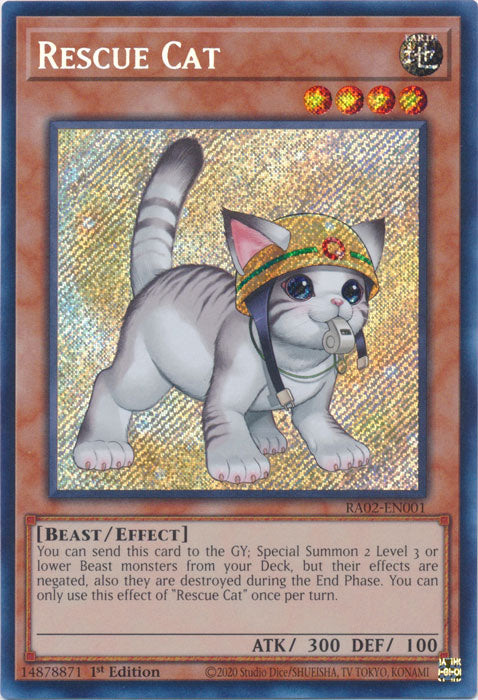 Rescue Cat (Alternate Art) (Secret Rare) - RA02-EN001 - Secret Rare - 1st Edition