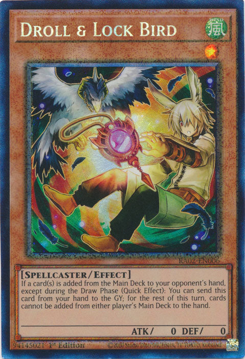 Droll & Lock Bird (Alternate Art) (PCR) - RA02-EN006 - Prismatic Collector's Rare - 1st Edition