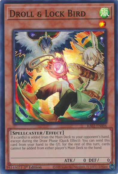 Droll & Lock Bird (Alternate Art) - RA02-EN006 - Super Rare - 1st Edition