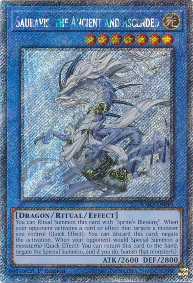 Sauravis, the Ancient and Ascended (Platinum Secret Rare) - RA02-EN019 - Platinum Secret Rare - 1st Edition