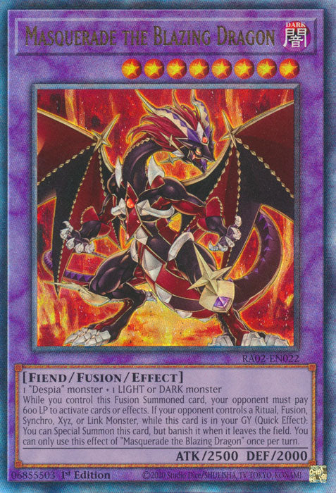 Masquerade the Blazing Dragon (PUR) - RA02-EN022 - Prismatic Ultimate Rare - 1st Edition