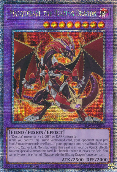 Masquerade the Blazing Dragon - RA02-EN022 - Quarter Century Secret Rare - 1st Edition