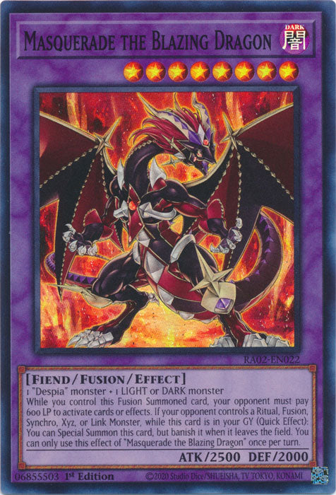 Masquerade the Blazing Dragon - RA02-EN022 - Super Rare - 1st Edition