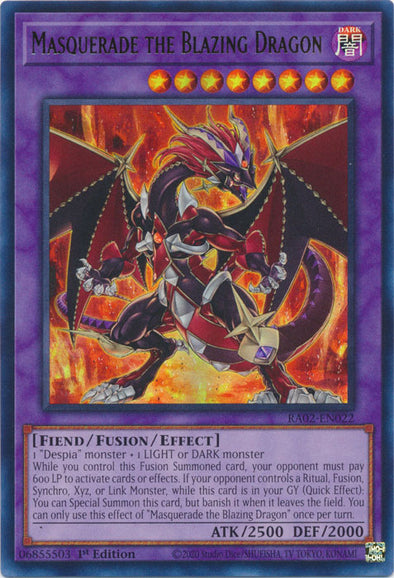 Masquerade the Blazing Dragon (UR) - RA02-EN022 - Ultra Rare - 1st Edition