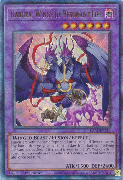 Garura, Wings of Resonant Life (PUR) - RA02-EN024 - Prismatic Ultimate Rare - 1st Edition