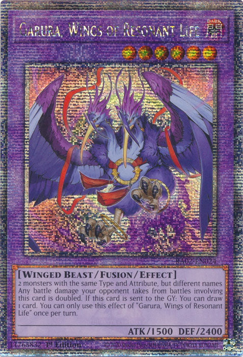 Garura, Wings of Resonant Life - RA02-EN024 - Quarter Century Secret Rare - 1st Edition