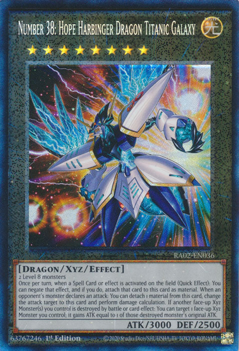 Number 38: Hope Harbinger Dragon Titanic Galaxy (PCR) - RA02-EN036 - Prismatic Collector's Rare - 1st Edition