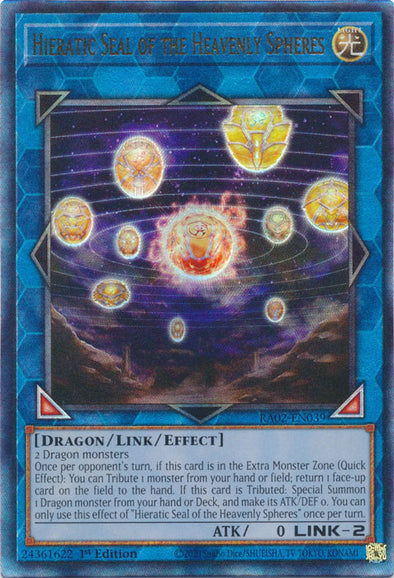 Hieratic Seal of the Heavenly Spheres (PUR) - RA02-EN039 - Prismatic Ultimate Rare - 1st Edition