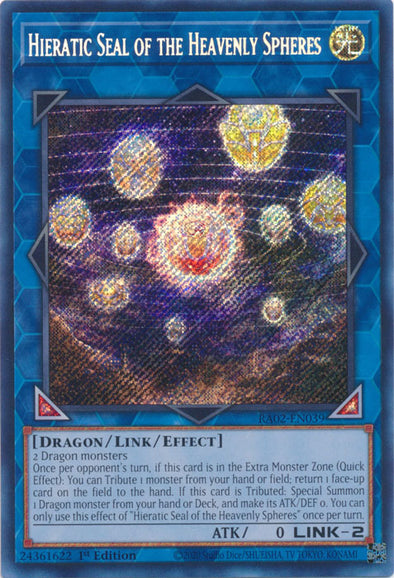 Hieratic Seal of the Heavenly Spheres (Secret Rare) - RA02-EN039 - Secret Rare - 1st Edition