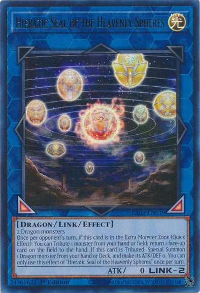 Hieratic Seal of the Heavenly Spheres (UR) - RA02-EN039 - Ultra Rare - 1st Edition