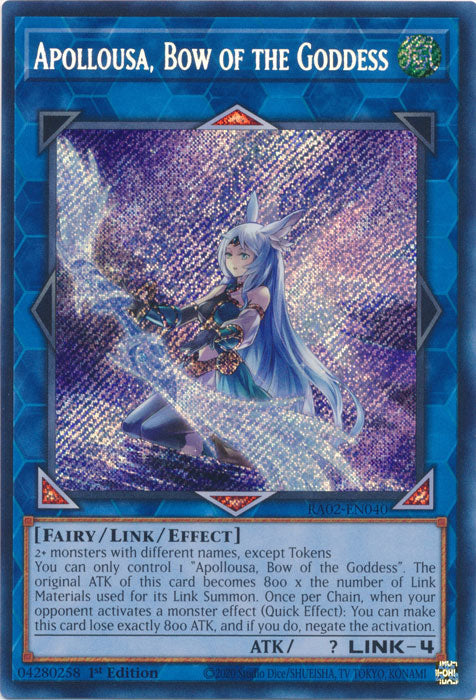 Apollousa, Bow of the Goddess (Secret Rare) - RA02-EN040 - Secret Rare - 1st Edition