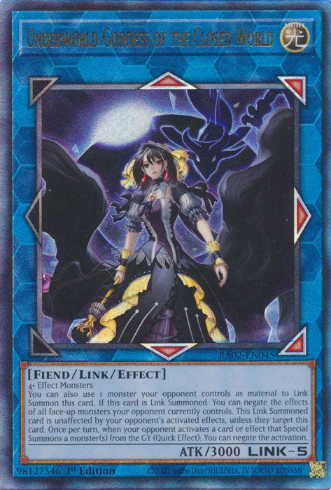 Underworld Goddess of the Closed World (PUR) - RA02-EN045 - Prismatic Ultimate Rare - 1st Edition