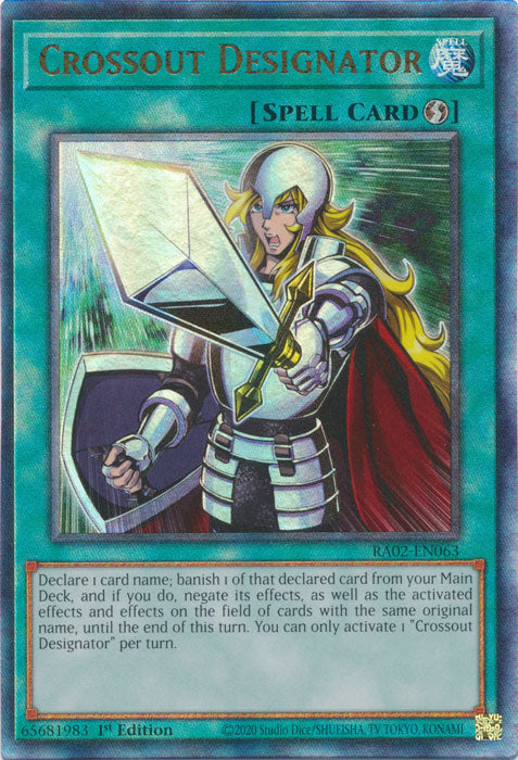 Crossout Designator (PUR) - RA02-EN063 - Prismatic Ultimate Rare - 1st Edition
