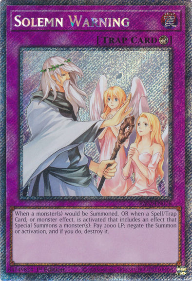 Solemn Warning (Platinum Secret Rare) - RA02-EN078 - Platinum Secret Rare - 1st Edition