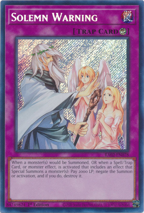 Solemn Warning (Secret Rare) - RA02-EN078 - Secret Rare - 1st Edition