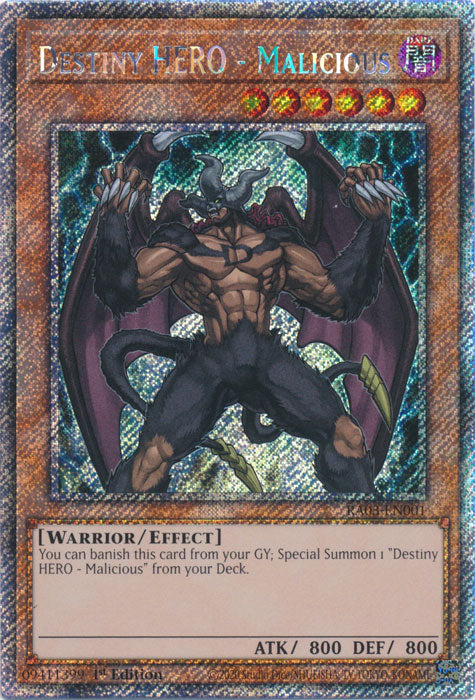 Destiny HERO - Malicious (Platinum Secret Rare) - RA03-EN001 - Platinum Secret Rare - 1st Edition