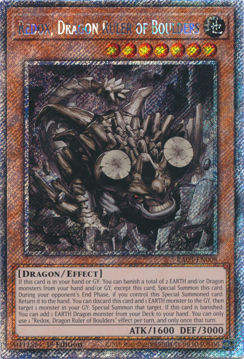 Redox, Dragon Ruler of Boulders (Platinum Secret Rare) - RA03-EN008 - Platinum Secret Rare - 1st Edition