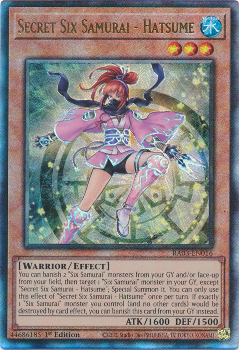 Secret Six Samurai - Hatsume (PUR) - RA03-EN016 - Prismatic Ultimate Rare - 1st Edition
