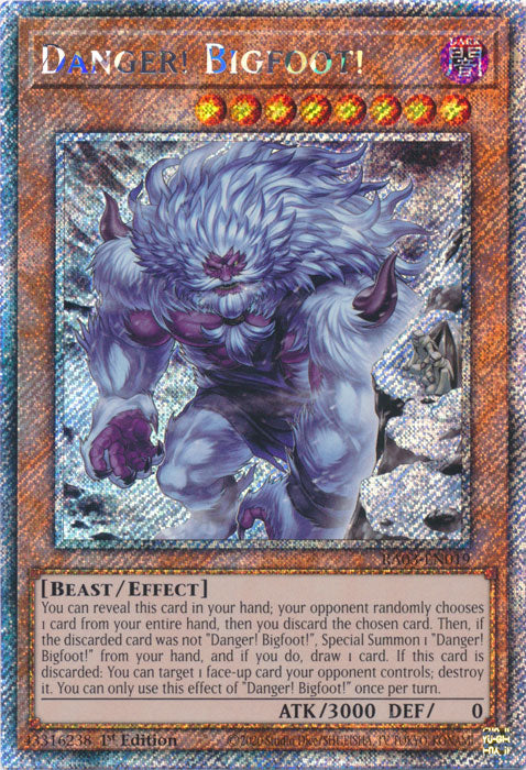 Danger! Bigfoot! (Alternate Art) (Platinum Secret Rare) - RA03-EN019 - Platinum Secret Rare - 1st Edition