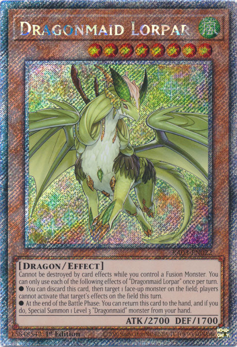 Dragonmaid Lorpar (Platinum Secret Rare) - RA03-EN022 - Platinum Secret Rare - 1st Edition