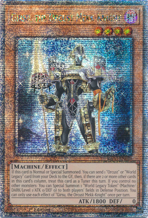Girsu, the Orcust Mekk-Knight - RA03-EN026 - Quarter Century Secret Rare - 1st Edition