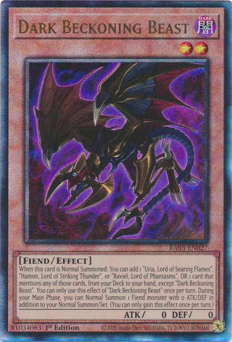 Dark Beckoning Beast (PUR) - RA03-EN027 - Prismatic Ultimate Rare - 1st Edition