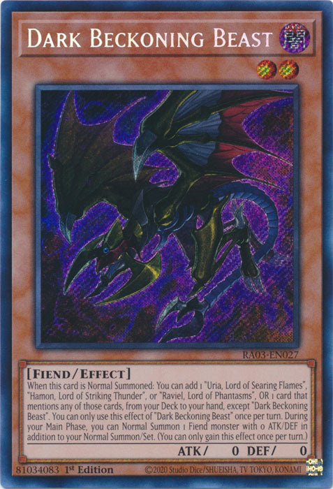 Dark Beckoning Beast (Secret Rare) - RA03-EN027 - Secret Rare - 1st Edition