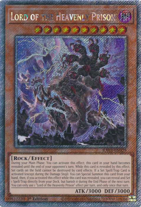 Lord of the Heavenly Prison (Platinum Secret Rare) - RA03-EN029 - Platinum Secret Rare - 1st Edition