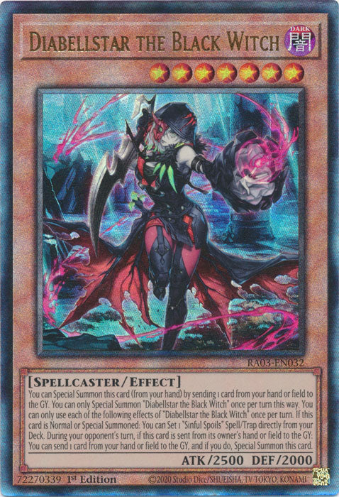 Diabellstar the Black Witch (PUR) - RA03-EN032 - Prismatic Ultimate Rare - 1st Edition
