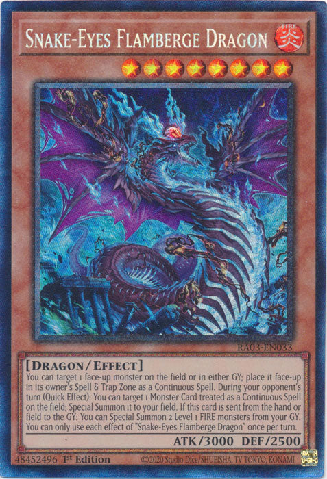 Snake-Eyes Flamberge Dragon (PCR) - RA03-EN033 - Prismatic Collector's Rare - 1st Edition