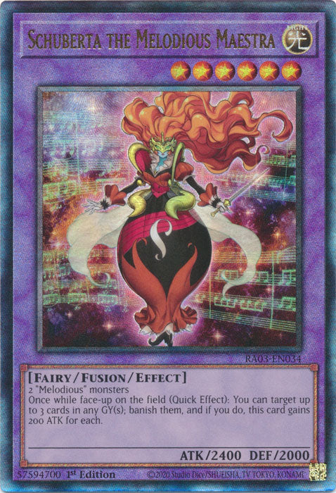 Schuberta the Melodious Maestra (PUR) - RA03-EN034 - Prismatic Ultimate Rare - 1st Edition