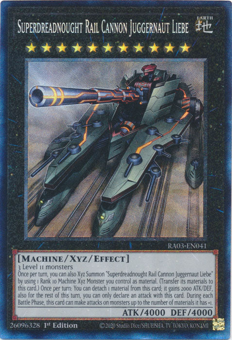 Superdreadnought Rail Cannon Juggernaut Liebe (PCR) - RA03-EN041 - Prismatic Collector's Rare - 1st Edition