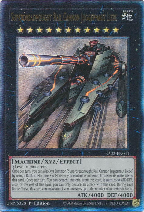 Superdreadnought Rail Cannon Juggernaut Liebe (PUR) - RA03-EN041 - Prismatic Ultimate Rare - 1st Edition