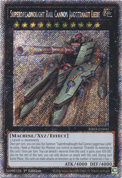 Superdreadnought Rail Cannon Juggernaut Liebe (Platinum Secret Rare) - RA03-EN041 - Platinum Secret Rare - 1st Edition