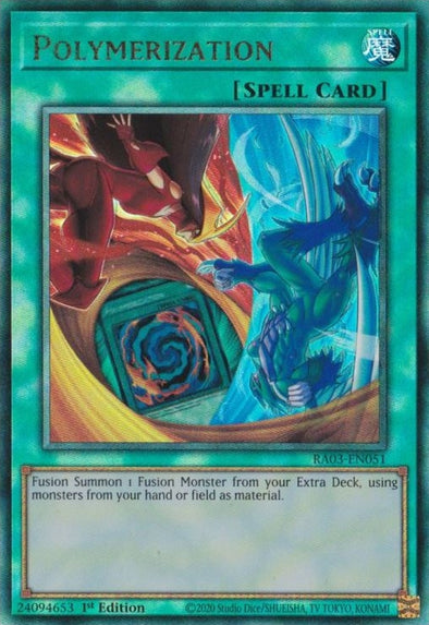 yugioh all polymerization cards Collectible Rare YuGiOh Fusion Spell Card Polymerization (Alternate Art) -  Prismatic Ultimate Rare - RA03-EN051