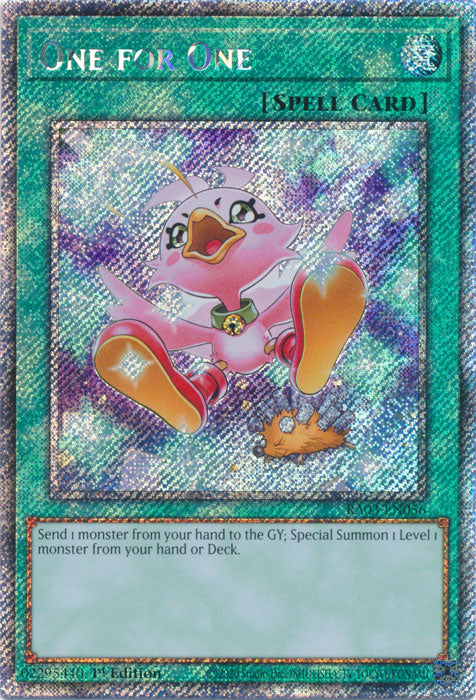 One for One (Alternate Art) (Platinum Secret Rare) - RA03-EN056 - Platinum Secret Rare - 1st Edition
