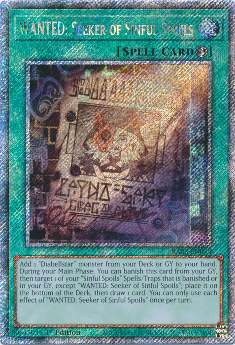 WANTED: Seeker of Sinful Spoils (Platinum Secret Rare) - RA03-EN074 - Platinum Secret Rare - 1st Edition